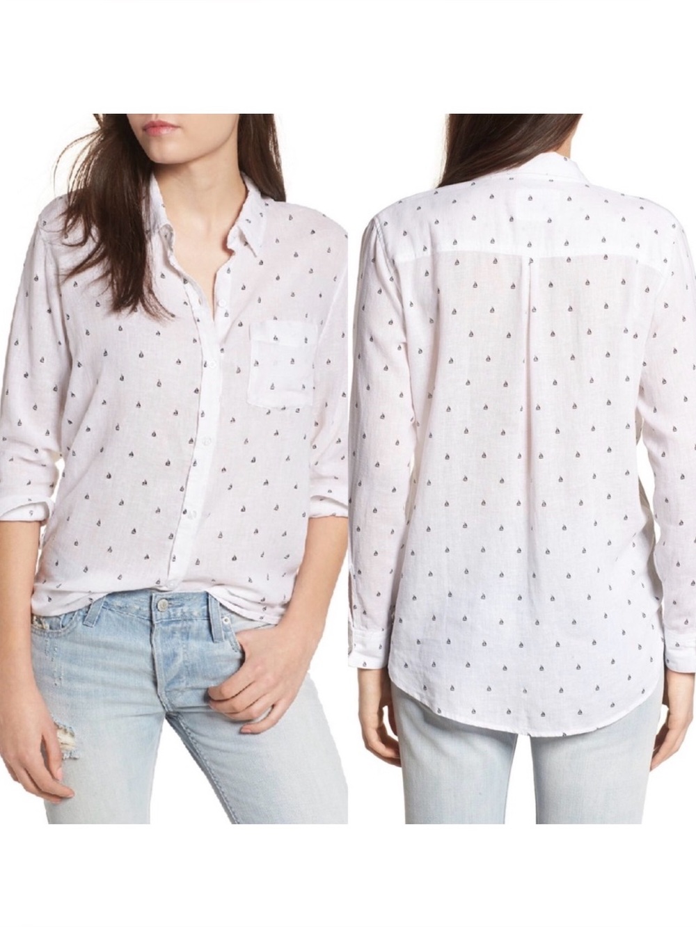 Rails Charli Black Mini Sailboats Button Down White Size Medium Nautical